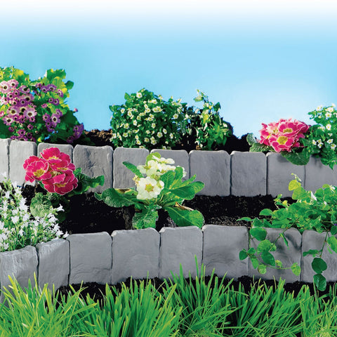 10Pk Hammer In Lawn Edging Edge Fence - Stone Effect