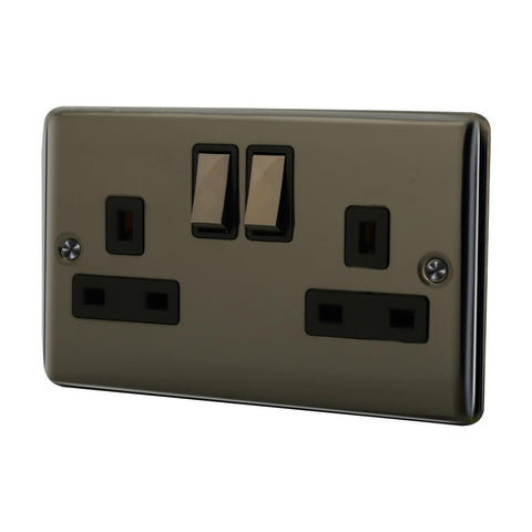 Standard Plate Switches and Sockets USB Plug Nickel Steel Rounded Corners Fused