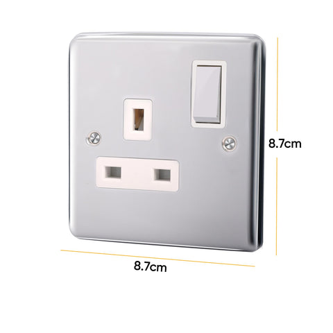 Standard Plate Switches and Sockets USB Plug Nickel Steel Rounded Corners Fused