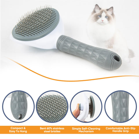 Cat Dog Comb Hair Massage Self Cleaning Grooming Brush