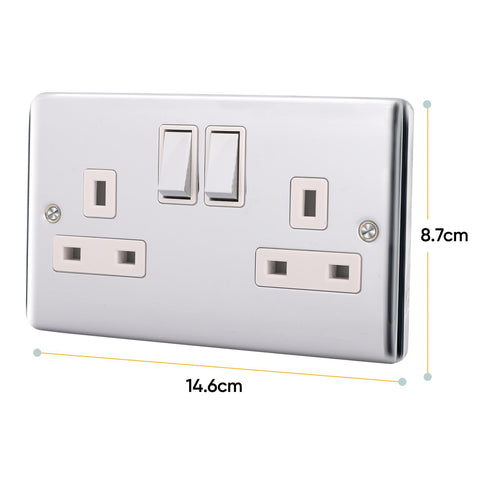 Standard Plate Switches and Sockets USB Plug Nickel Steel Rounded Corners Fused