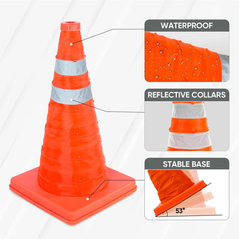 High Visibility 18" Pop Up Safety Cone Portable Traffic Emergency Football