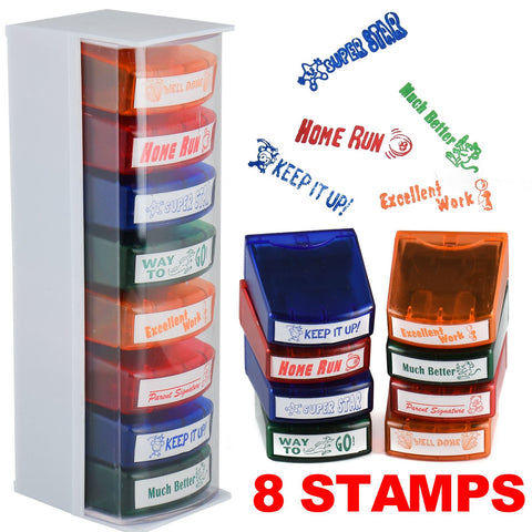 Set of 8 Ink School Stamps