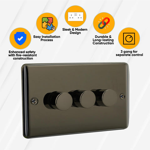 Standard Plate Switches and Sockets USB Plug Nickel Steel Rounded Corners Fused