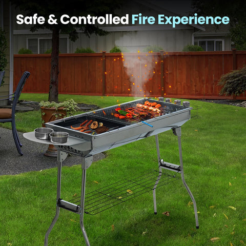 Charcoal BBQ Grill  Stainless Steel Outdoor BBQ Grill