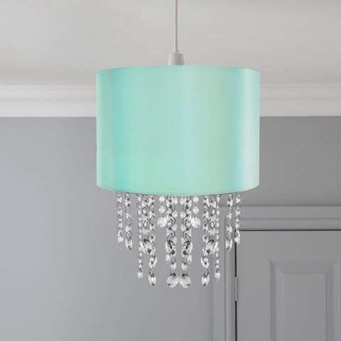 Metallic Lagoon Green Cylinder Ceiling Lamp Shade