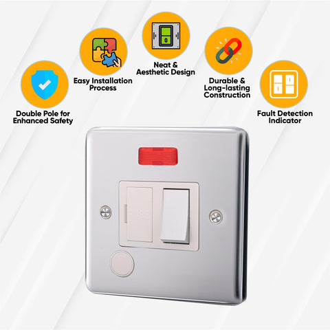 Standard Plate Switches and Sockets USB Plug Nickel Steel Rounded Corners Fused