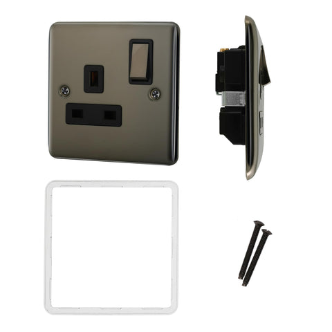 Standard Plate Switches and Sockets USB Plug Nickel Steel Rounded Corners Fused