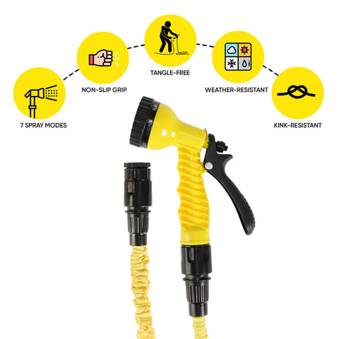 Superhose Expanding Hose 50M/150FT With 7 Dial Spray Gun - Yellow