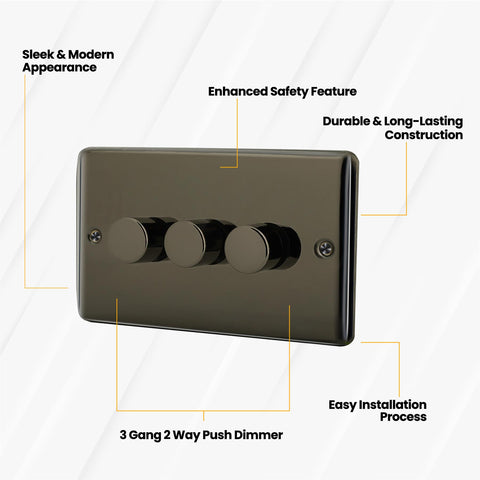 Standard Plate Switches and Sockets USB Plug Nickel Steel Rounded Corners Fused