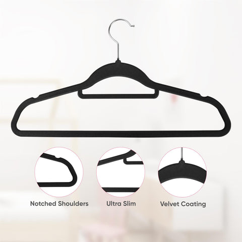 10PK Black Flocked Hangers