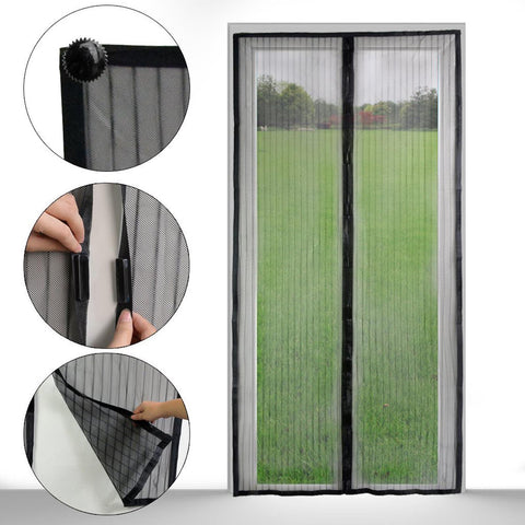 2PC Magic Door Mesh Magnetic Insect Screen Black