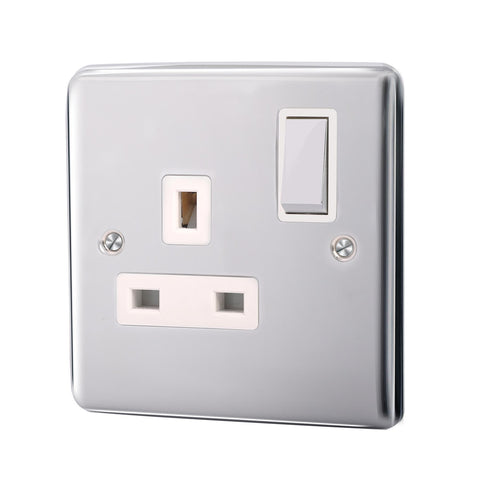 Standard Plate Switches and Sockets USB Plug Nickel Steel Rounded Corners Fused