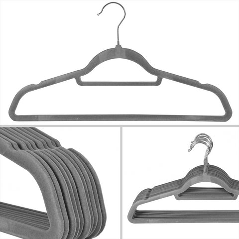 Charcoal Flocked Hangers - 10PK