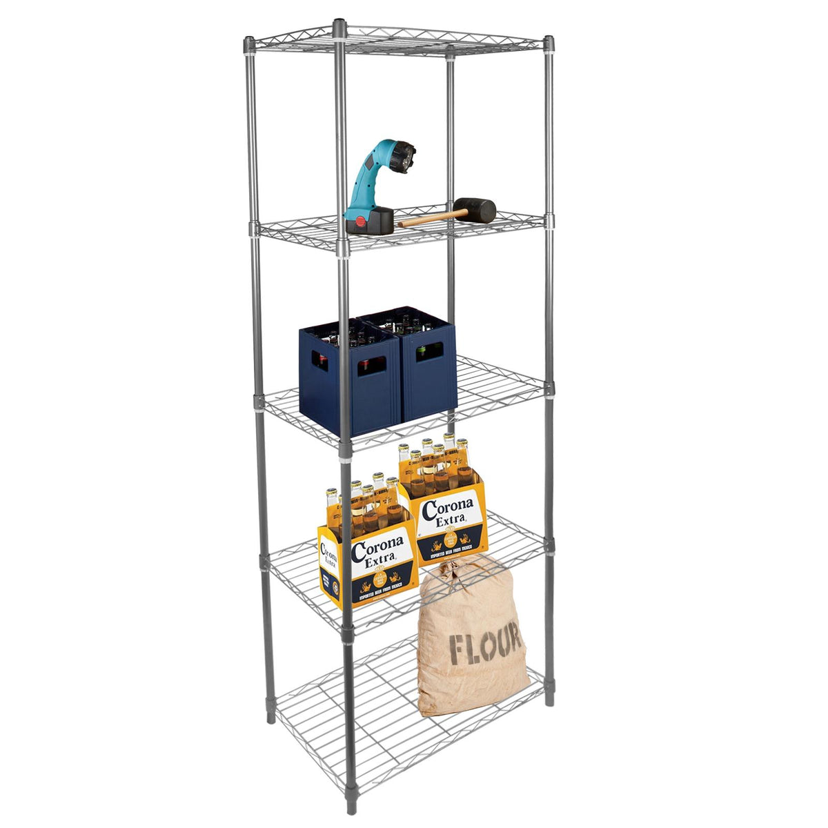 Heavy Duty 5 Tier Metal Storage Rack Shelving Unit Wire Display Shelf