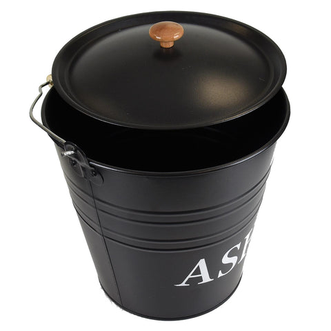 10L Metal Ash Bucket Fireside Storage Coal Bin Skuttle With Lid Fire Log