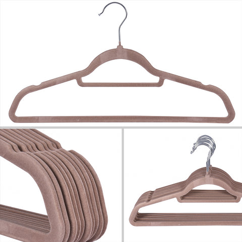 Tan Flocked Hangers - 10PK