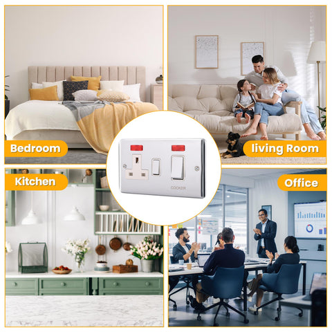 Standard Plate Switches and Sockets USB Plug Nickel Steel Rounded Corners Fused