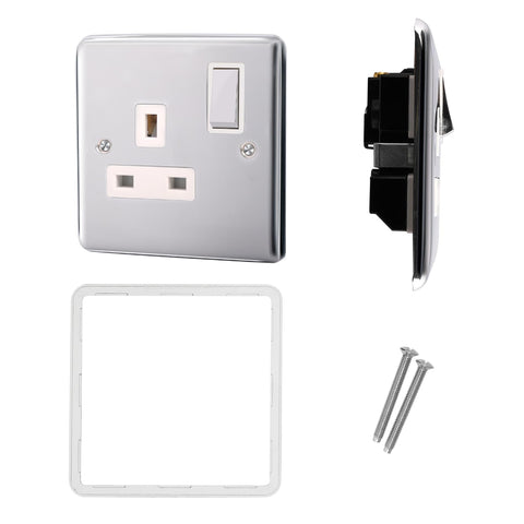 Standard Plate Switches and Sockets USB Plug Nickel Steel Rounded Corners Fused