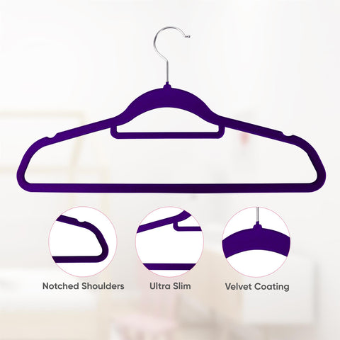 Purple Flocked Hangers - 10PK