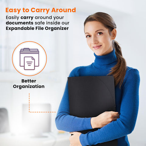 A4 Black 24 Pocket Expanding File Organiser for Office Essentials