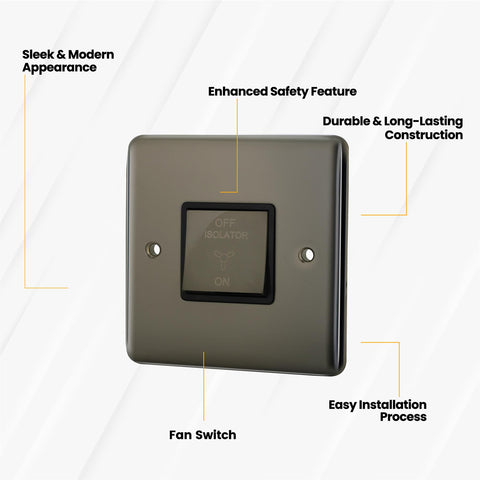 Standard Plate Switches and Sockets USB Plug Nickel Steel Rounded Corners Fused