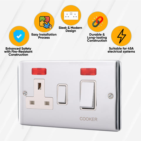 Standard Plate Switches and Sockets USB Plug Nickel Steel Rounded Corners Fused