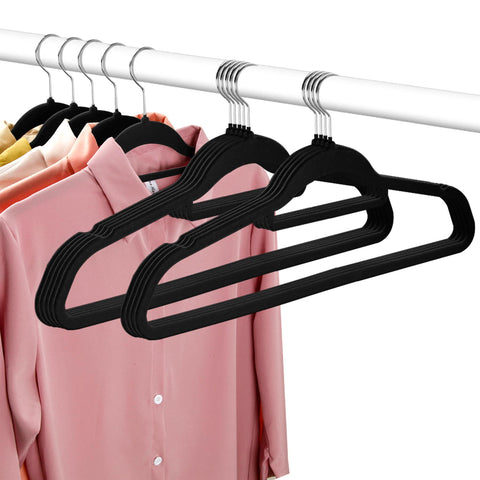 10PK Black Flocked Hangers