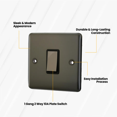 Standard Plate Switches and Sockets USB Plug Nickel Steel Rounded Corners Fused