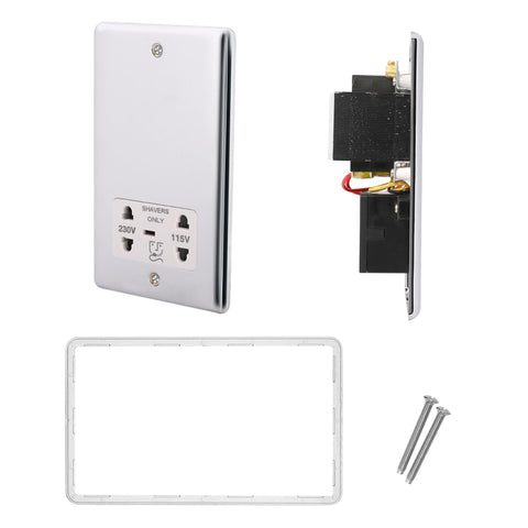 Standard Plate Switches and Sockets USB Plug Nickel Steel Rounded Corners Fused