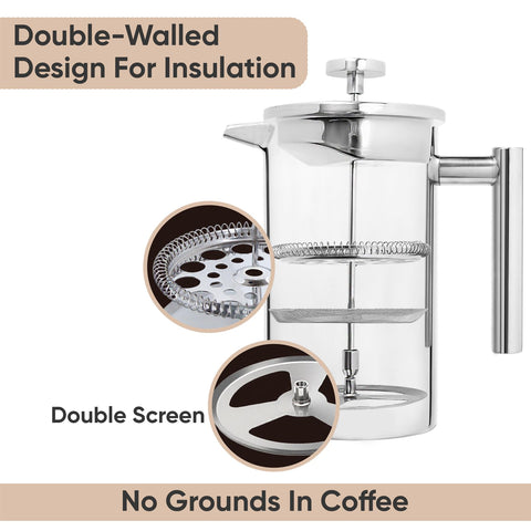 1L Stainless Steel Coffee Press Brew Perfect Coffee Every Time