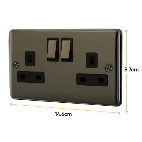 Standard Plate Switches and Sockets USB Plug Nickel Steel Rounded Corners Fused