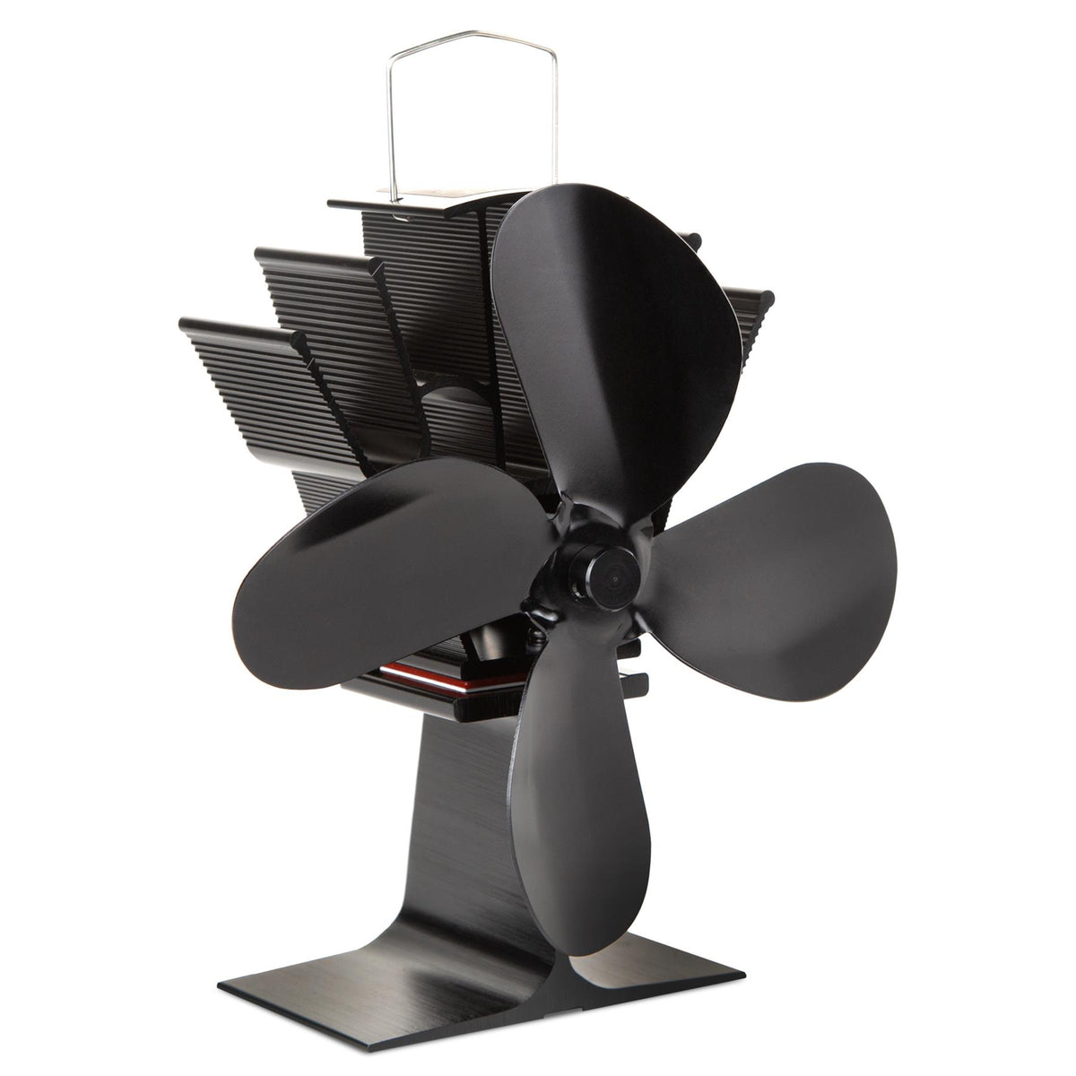 4 Blade Heat Powered Stove Fan Black for Efficient Heating