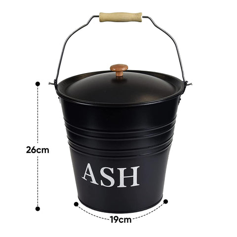 10L Metal Ash Bucket Fireside Storage Coal Bin Skuttle With Lid Fire Log