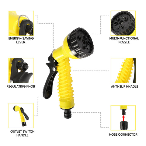 Superhose Expanding Hose 50M/150FT With 7 Dial Spray Gun - Yellow