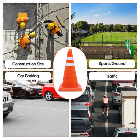 High Visibility 18" Pop Up Safety Cone Portable Traffic Emergency Football