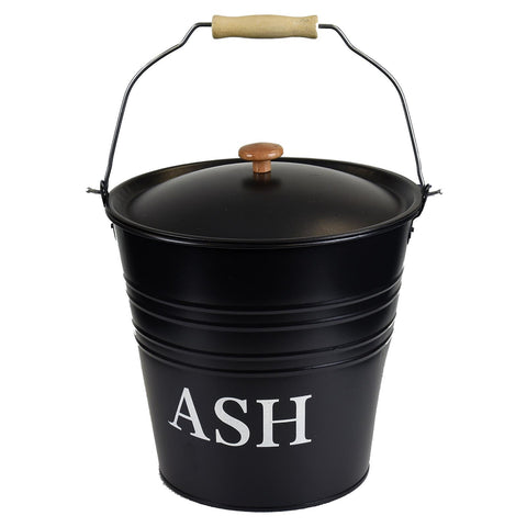 10L Metal Ash Bucket Fireside Storage Coal Bin Skuttle With Lid Fire Log