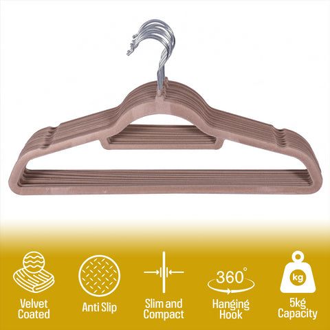 Tan Flocked Hangers - 10PK