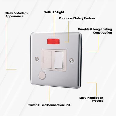 Standard Plate Switches and Sockets USB Plug Nickel Steel Rounded Corners Fused