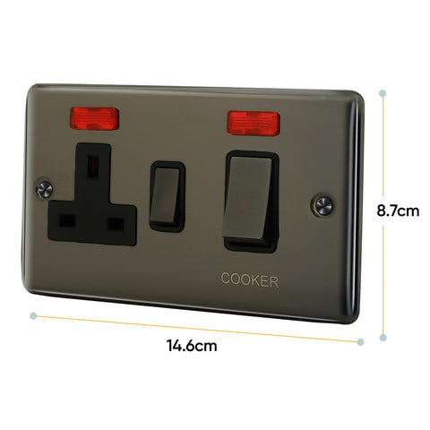 Standard Plate Switches and Sockets USB Plug Nickel Steel Rounded Corners Fused