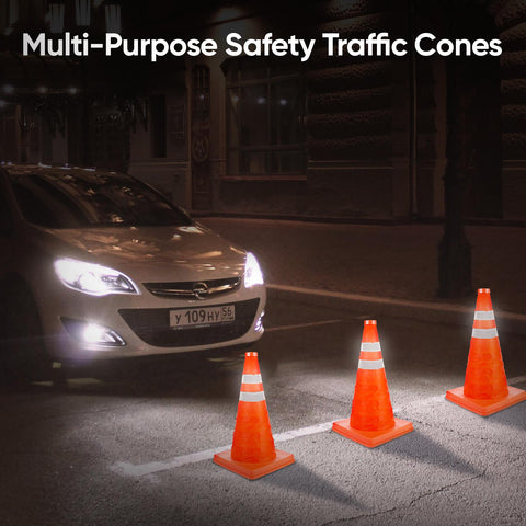 High Visibility 18" Pop Up Safety Cone Portable Traffic Emergency Football