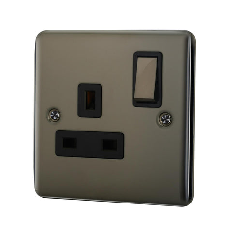 Standard Plate Switches and Sockets USB Plug Nickel Steel Rounded Corners Fused