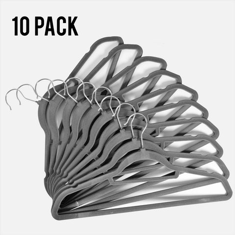 Charcoal Flocked Hangers - 10PK