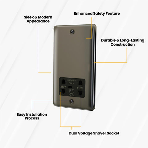 Standard Plate Switches and Sockets USB Plug Nickel Steel Rounded Corners Fused