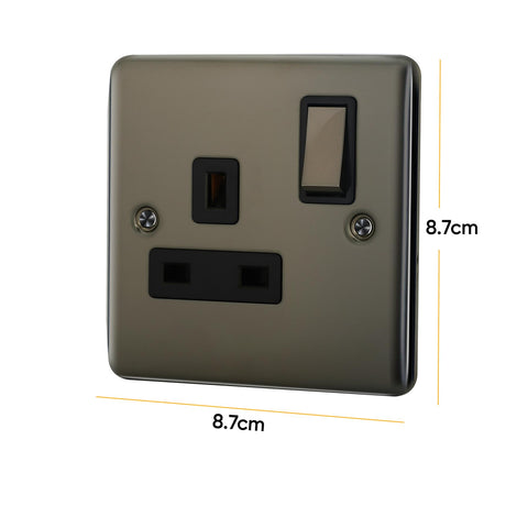 Standard Plate Switches and Sockets USB Plug Nickel Steel Rounded Corners Fused