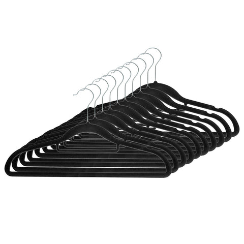 10PK Black Flocked Hangers