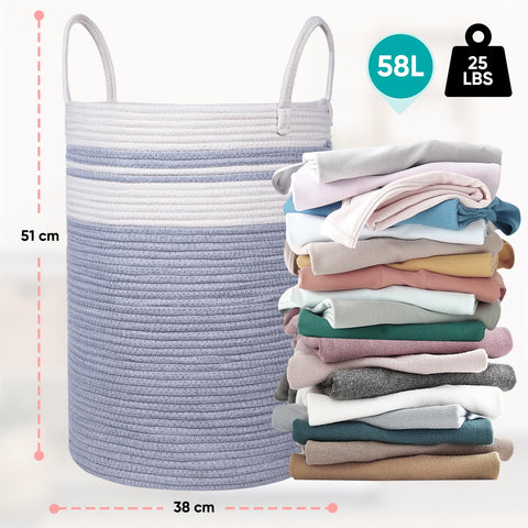 Attractive Grey & Cream Woven Laundry Basket for Home Organisation