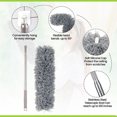 Extendable Telescopic Duster for Easy Clean-up Tasks