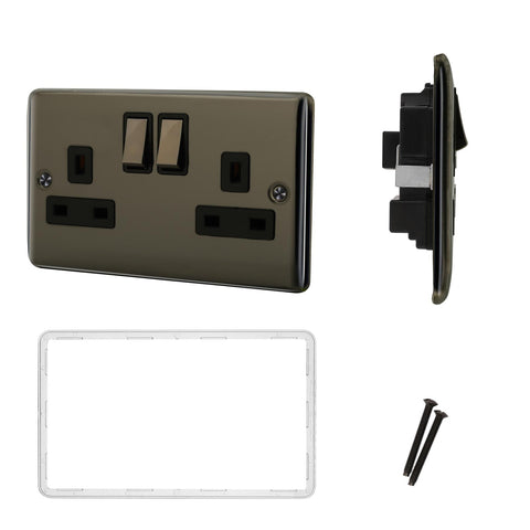 Standard Plate Switches and Sockets USB Plug Nickel Steel Rounded Corners Fused