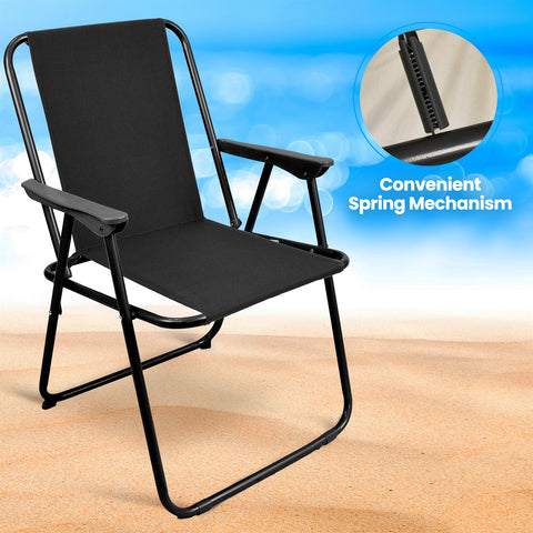 Relaxing Spring Beach Chair Designed for Outdoor Comfort BLACK